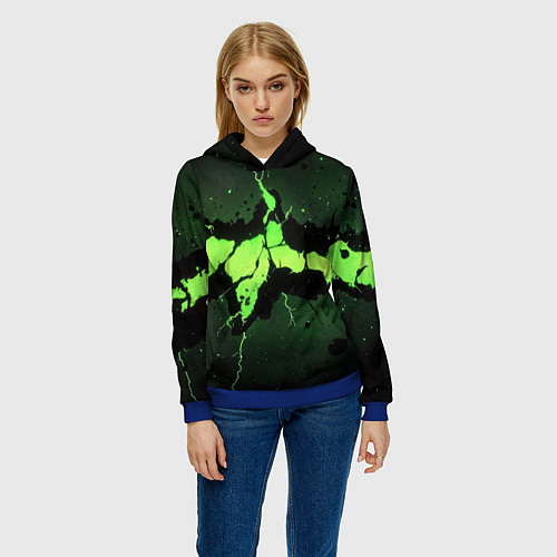 Женская толстовка Разлом по центру зеленой плиты / 3D-Синий – фото 3