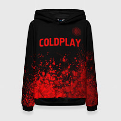 Толстовка-худи женская Coldplay - red gradient посередине, цвет: 3D-черный
