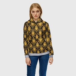 Толстовка-худи женская Тайский золотой орнамент, цвет: 3D-меланж — фото 2