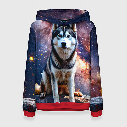 Женская толстовка Лайка и космос / 3D-Красный – фото 1