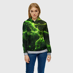 Толстовка-худи женская Зеленые волокна текстура, цвет: 3D-меланж — фото 2