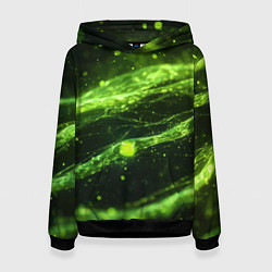 Толстовка-худи женская Текстура зеленая жидкость, цвет: 3D-черный