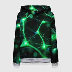 Толстовка-худи женская Зеленый нейроны, цвет: 3D-меланж