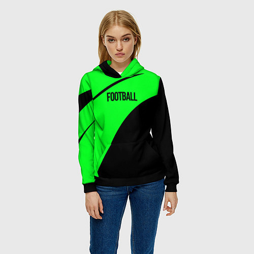 Женская толстовка Football чёрно-зелёный / 3D-Черный – фото 3