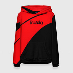 Толстовка-худи женская Russia красно-чёрный, цвет: 3D-черный