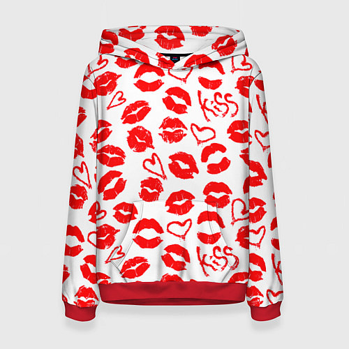 Женская толстовка Губы и сердца / 3D-Красный – фото 1