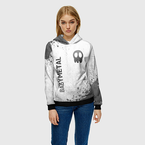 Женская толстовка Babymetal - white gradient вертикально / 3D-Черный – фото 3