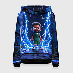 Толстовка-худи женская Браун Джейлен в разрядах молний, цвет: 3D-черный