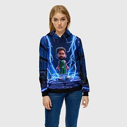 Толстовка-худи женская Браун Джейлен в разрядах молний, цвет: 3D-черный — фото 2