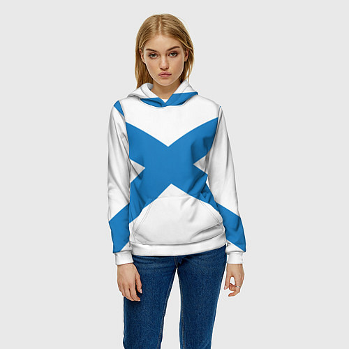 Женская толстовка Военно-морской флот: Андреевский флаг / 3D-Белый – фото 3
