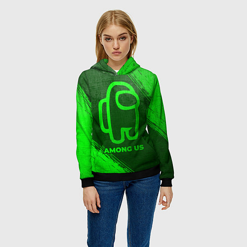 Женская толстовка Among Us - green gradient / 3D-Черный – фото 3
