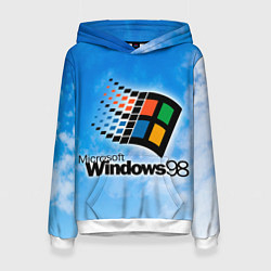 Толстовка-худи женская Mindows 98 logo, цвет: 3D-белый