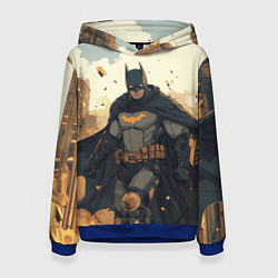 Толстовка-худи женская Бэтмен и разрушенный город, цвет: 3D-синий