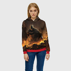 Толстовка-худи женская Batman dark city, цвет: 3D-красный — фото 2