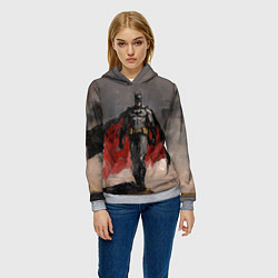 Толстовка-худи женская Бэтмен стоит на обрыве скалы, цвет: 3D-меланж — фото 2