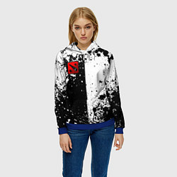 Толстовка-худи женская Дота 2 - белые брызги, цвет: 3D-синий — фото 2