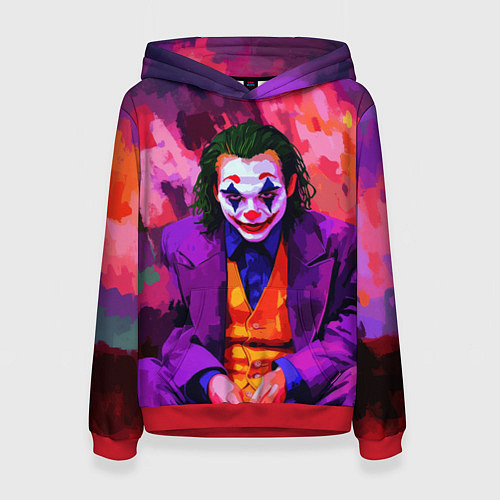 Женская толстовка Джокер рисунок красками / 3D-Красный – фото 1