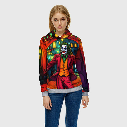 Женская толстовка Праздничный Джокер / 3D-Меланж – фото 3