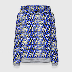 Толстовка-худи женская Киберпанк шестиугольники синие, цвет: 3D-меланж