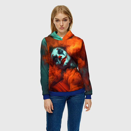 Женская толстовка Джокер и оранжевый дым / 3D-Синий – фото 3