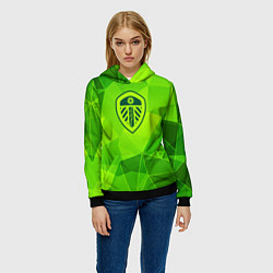 Толстовка-худи женская Leeds United green poly, цвет: 3D-черный — фото 2