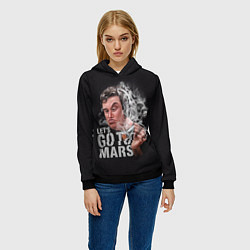 Толстовка-худи женская Илон Маск - Lets go to Mars, цвет: 3D-черный — фото 2