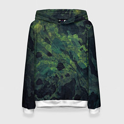 Толстовка-худи женская Абстракция - green camouflage background, цвет: 3D-белый