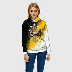 Толстовка-худи женская Российский имперский герб и флаг, цвет: 3D-белый — фото 2