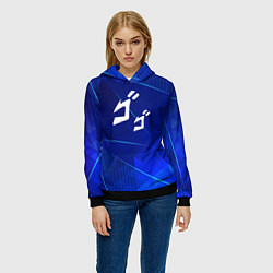 Толстовка-худи женская JoJo Bizarre Adventure blue poly, цвет: 3D-черный — фото 2
