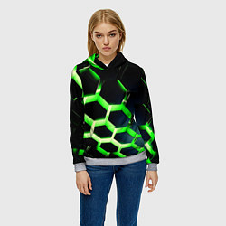 Толстовка-худи женская Neon Honeycombs, цвет: 3D-меланж — фото 2