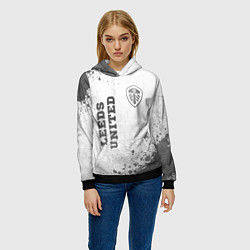 Толстовка-худи женская Leeds United - white gradient вертикально, цвет: 3D-черный — фото 2