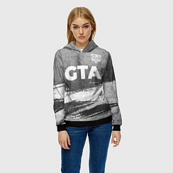 Толстовка-худи женская GTA - grey gradient посередине, цвет: 3D-черный — фото 2