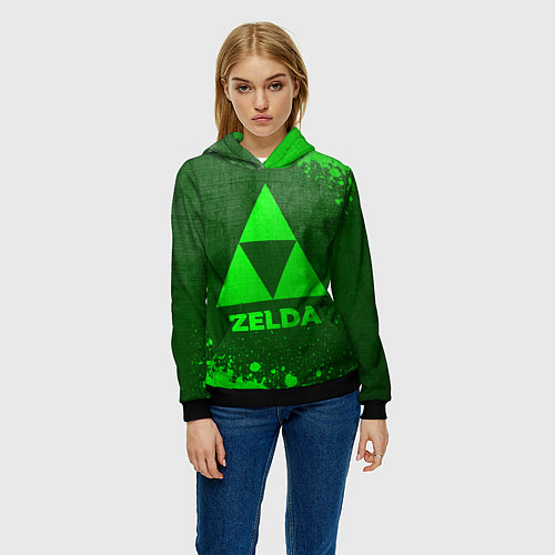 Женская толстовка Zelda - green gradient / 3D-Черный – фото 3