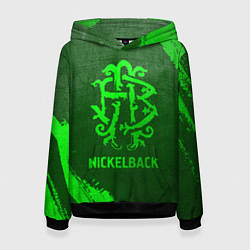 Толстовка-худи женская Nickelback - green gradient, цвет: 3D-черный