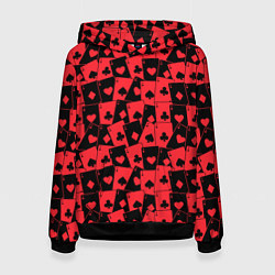 Толстовка-худи женская Тузы черно-красные, цвет: 3D-черный