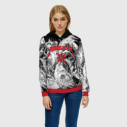Толстовка-худи женская Metallica - rats and crows, цвет: 3D-красный — фото 2