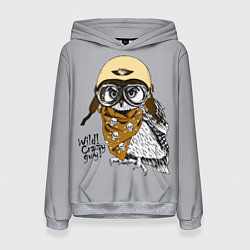 Толстовка-худи женская Owl - wild crazy guy, цвет: 3D-меланж