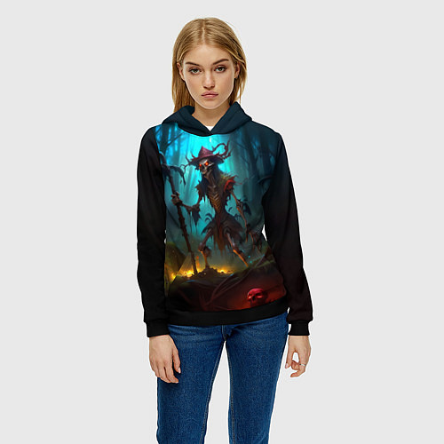 Женская толстовка Скелет в мрачном лесу / 3D-Черный – фото 3