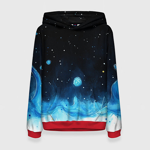 Женская толстовка Синяя светящееся краска / 3D-Красный – фото 1