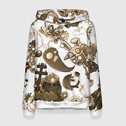 Толстовка-худи женская Растения против зомби в бежевых тонах, цвет: 3D-белый