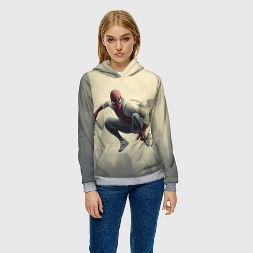 Женская толстовка Человек паук в прыжке / 3D-Меланж – фото 3