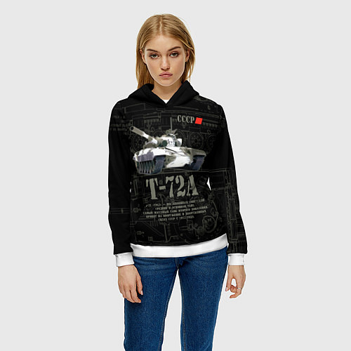 Женская толстовка Танк Т-72 Урал СССР / 3D-Белый – фото 3