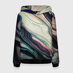Толстовка-худи женская Абстракция тёмные краски с текстурой, цвет: 3D-черный