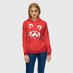 Толстовка-худи женская Красная панда с кисточкой в зубах, цвет: 3D-красный — фото 2