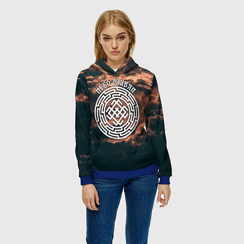 Женская толстовка Белобог - небо славян / 3D-Синий – фото 3