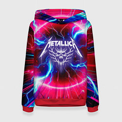 Толстовка-худи женская Metallica - neon glow, цвет: 3D-красный