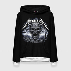 Толстовка-худи женская Metallica - horned skull, цвет: 3D-белый