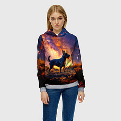 Толстовка-худи женская Скотч-терьер в космосе, цвет: 3D-меланж — фото 2