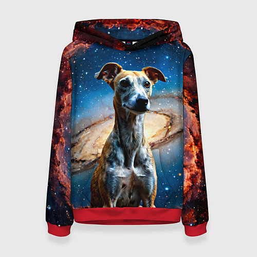 Женская толстовка Уиппет в космосе / 3D-Красный – фото 1