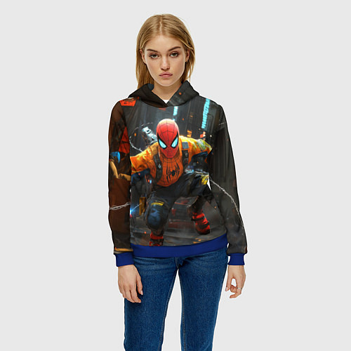 Женская толстовка Человек паук бежит / 3D-Синий – фото 3